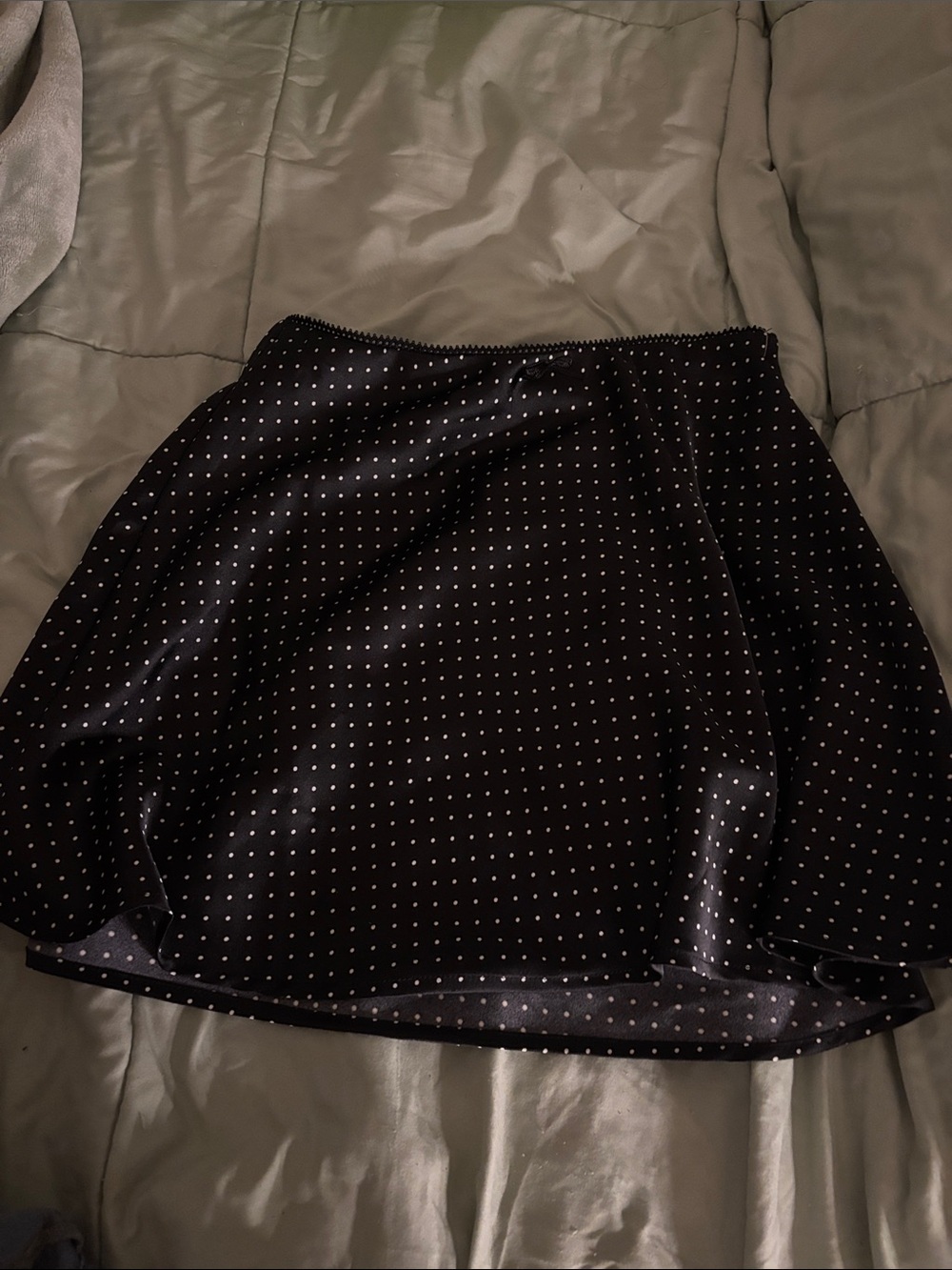 Black Polka Dot Satin Skirt - Women's Skirt